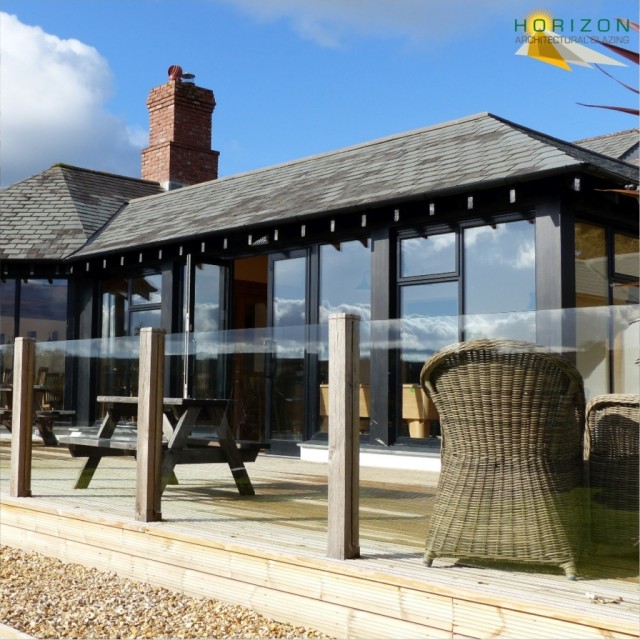 Glass Balustrade with Wooden Posts Devon